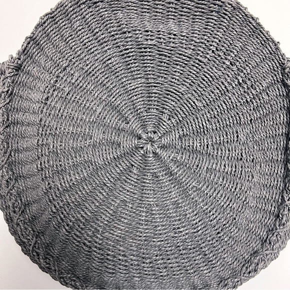 Urban Outfitters Large Round Straw Tote Bag Dark Gray Minimalist Summer Coastal - Picture 6 of 14
